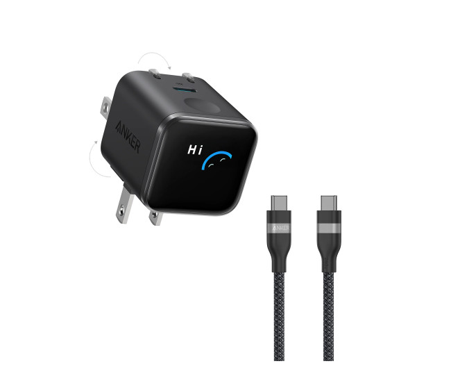 Смарт-зарядка с дисплеем Anker Nano Charger 45W with USB-C to USB-C Cable Black Stone